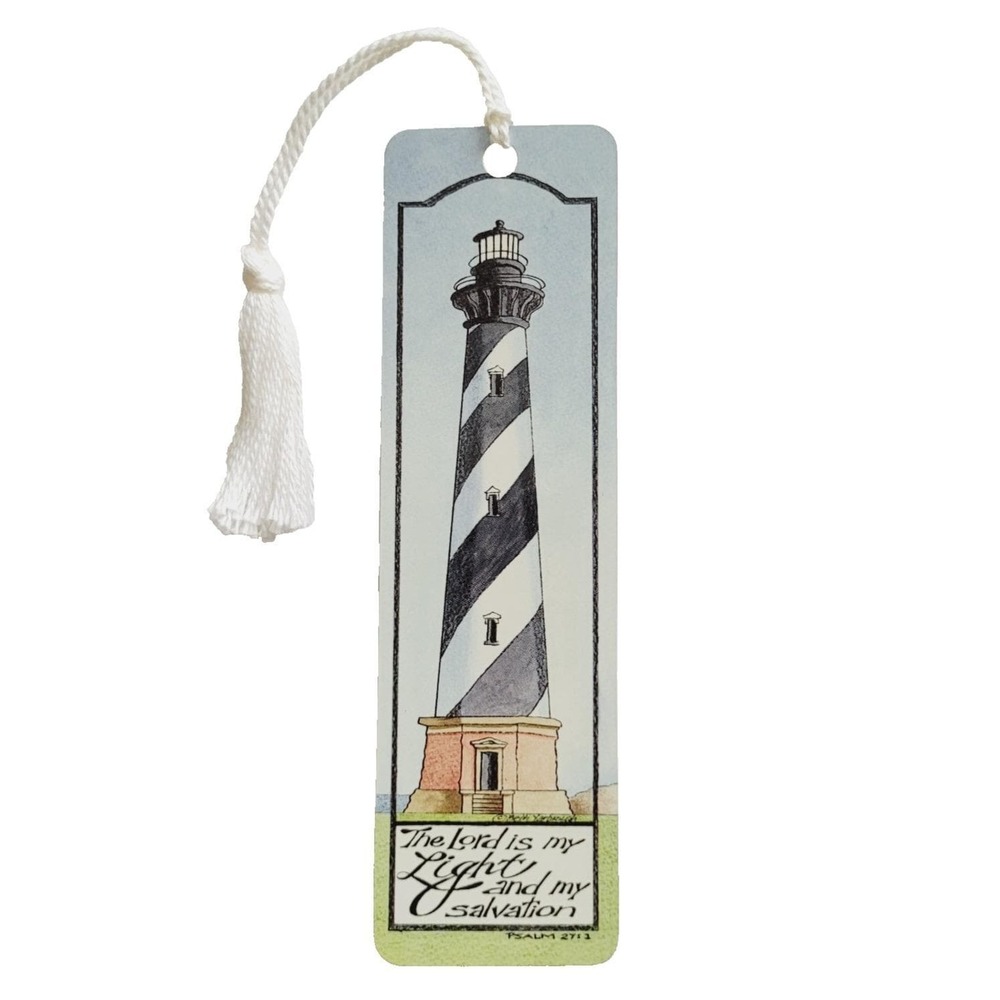 Vintage Y2K Lighthouse Bookmark, Psalm 27:1, Beth Yarbrough 2001 Artworks YA014B